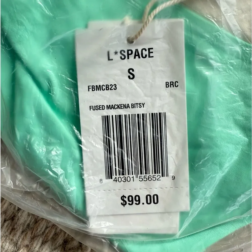 NWT LSPACE x Revolve Seamless Mackena Bikini Bottom Bright Teal-Cream Size Small